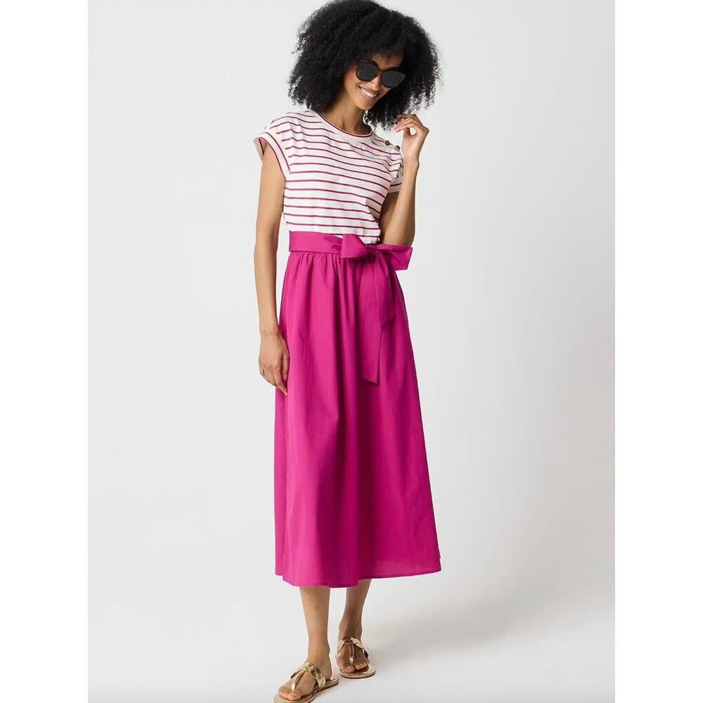 NWT! J.Crew Button-Shoulder Tie-Waist Knit Mixy Dress in Berry Size XS